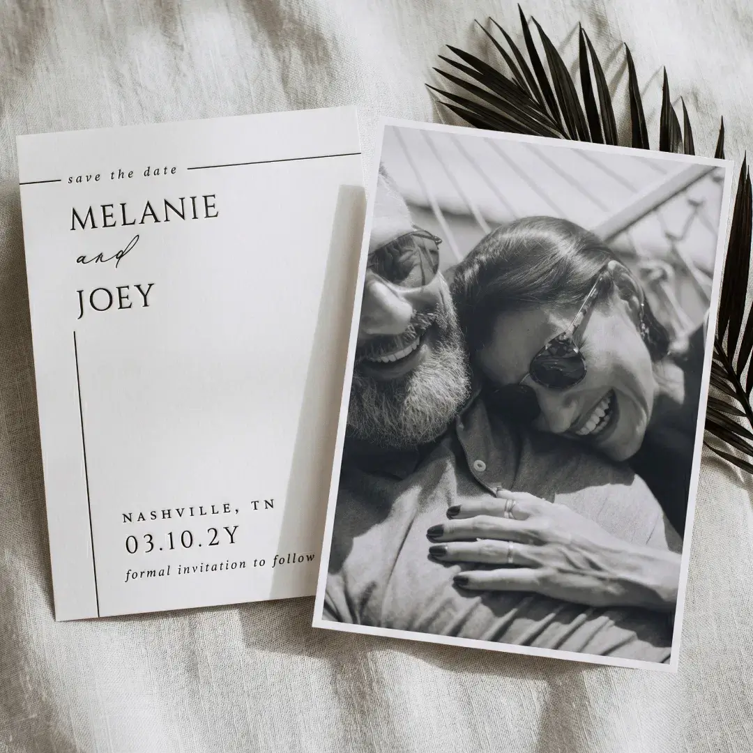 Minimal Modern Elegant Wedding Photo Save the Date Letterpress Photo Cards