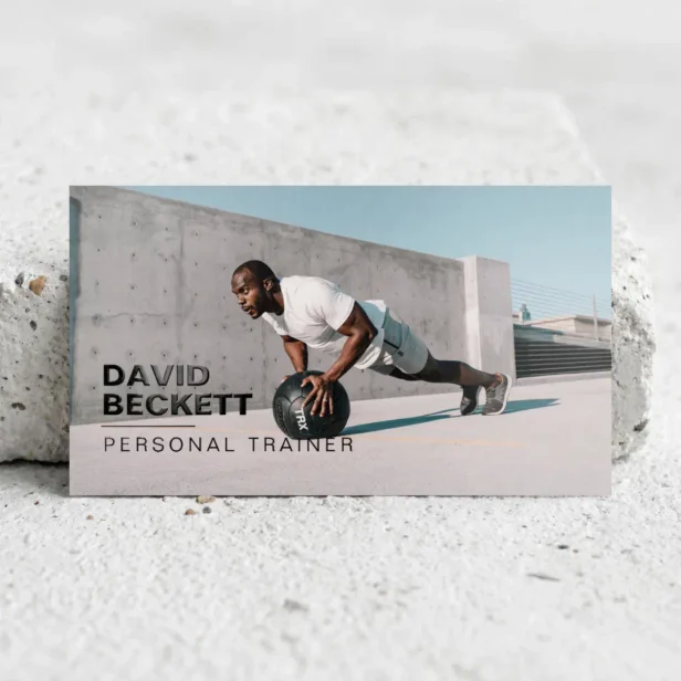 Modern Trendy Personal Trainer Fitness Coach Photo Raised Spot UV Business Card