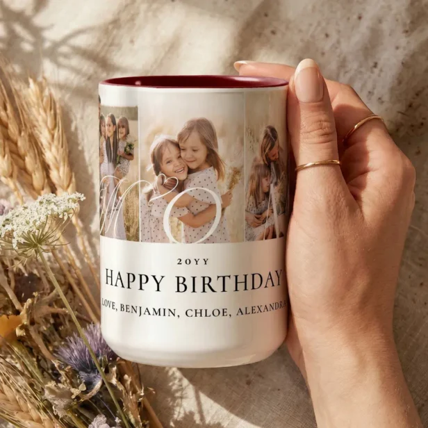 Mom Photo Collage Happy Birthday Keepsake Gift Two-Tone Coffee Mug