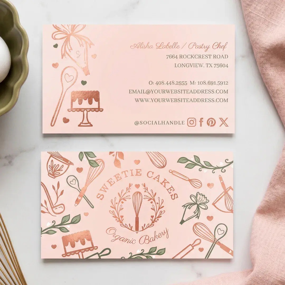 Pastry Chef Whisk Baking Utensil Bakery Bake Shop Foil Business Cards