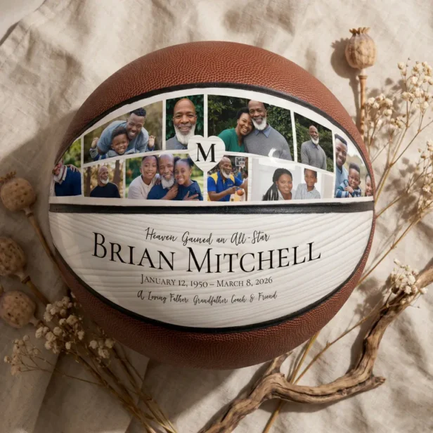 Personalized Memorial Photo Collage Keepsake Basketball