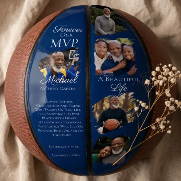 Personalized Memorial Photo Keepsake Tribute Basketball