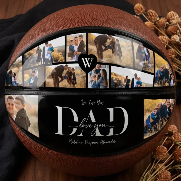 We Love You Dad Personalized Father Photo Collage Basketball
