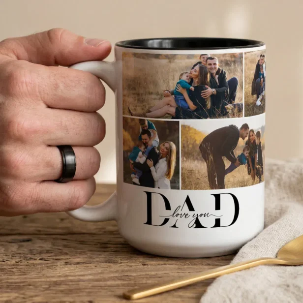 We Love You Dad Personalized Father Photo Collage Two-Tone Coffee Mug