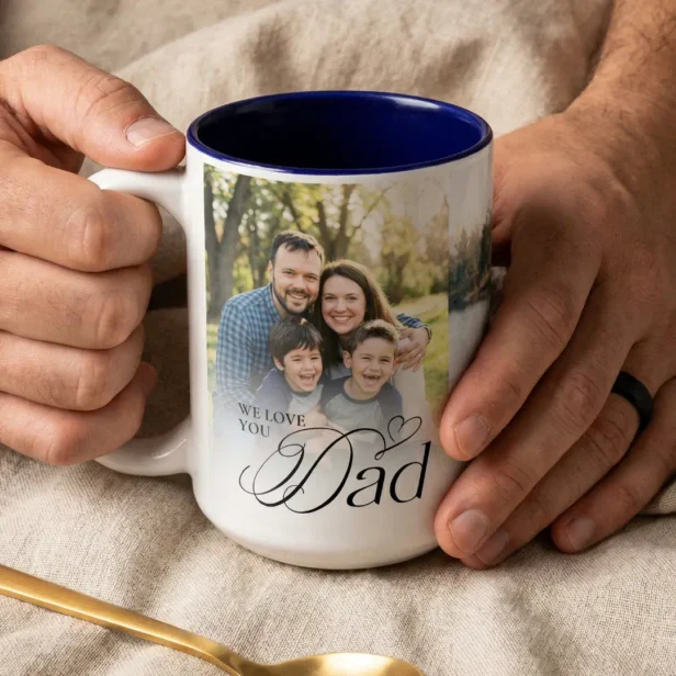 We Love You Dad Photo Collage Fathers Day Keepsake Two-Tone Coffee Mug