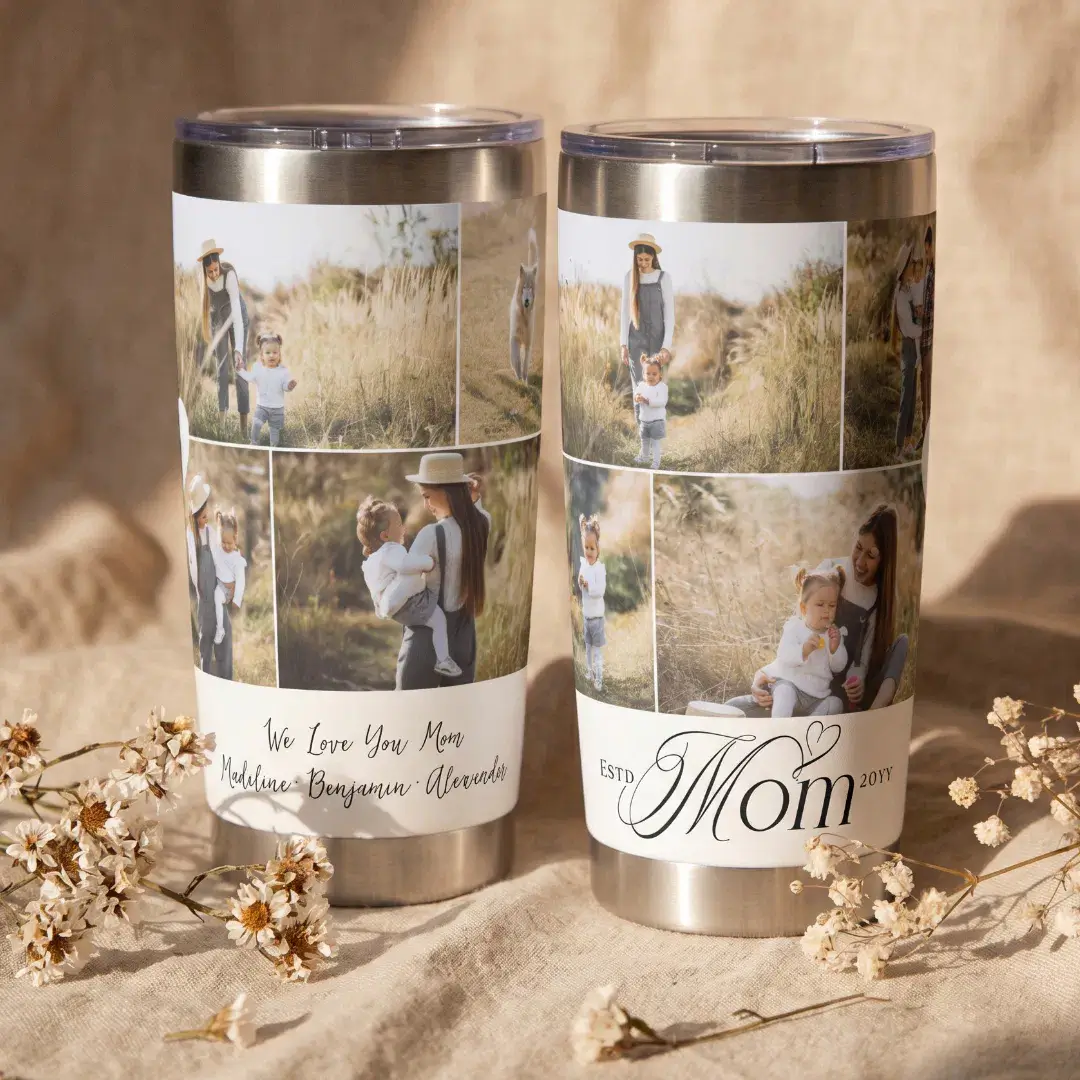 We Love You Mom Personalized Mother Photo Collage Insulated Tumbler