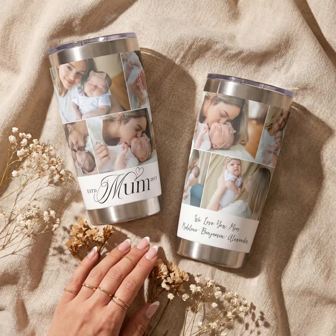 We Love You Mum Personalized Mother Photo Collage Insulated Tumbler