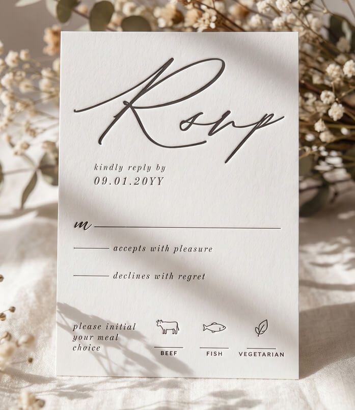 Letterpress Wedding RSVPs By Moodthology Papery