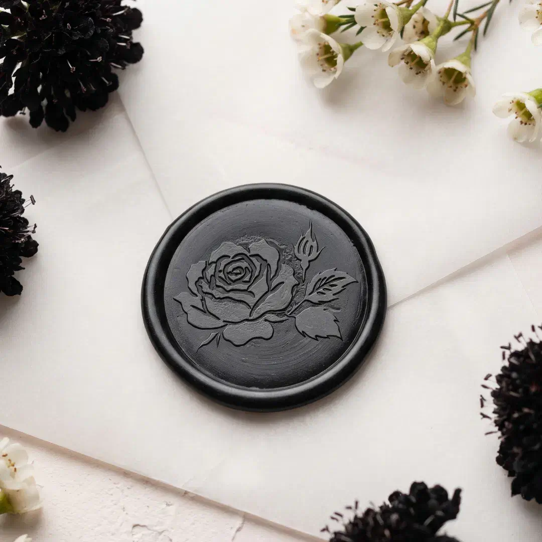 Elegant Gothic Floral Rose Botanical Flower Wax Seal Sticker