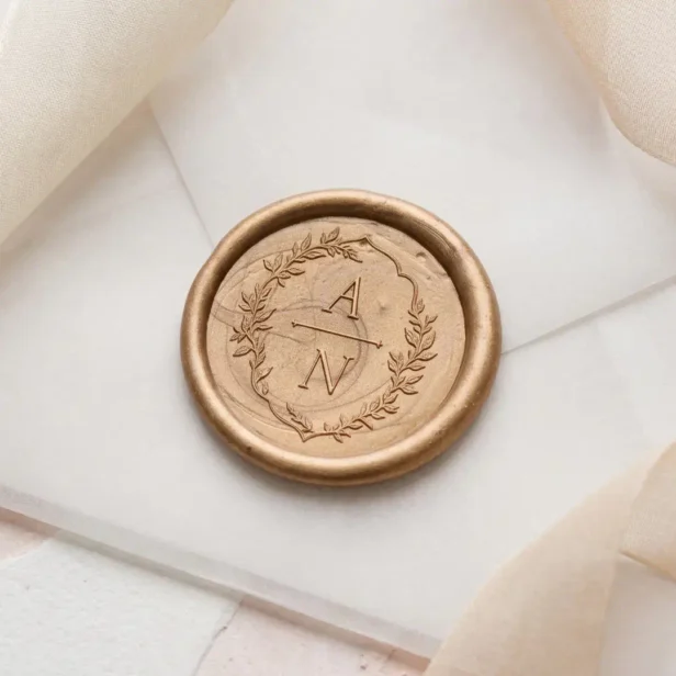 Elegant Luxury Hand Drawn Wedding Monogram Crest Wax Seal Sticker
