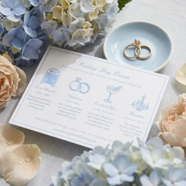 Elegant Minimal Border Wedding Day Event Details Letterpress Enclosure Card