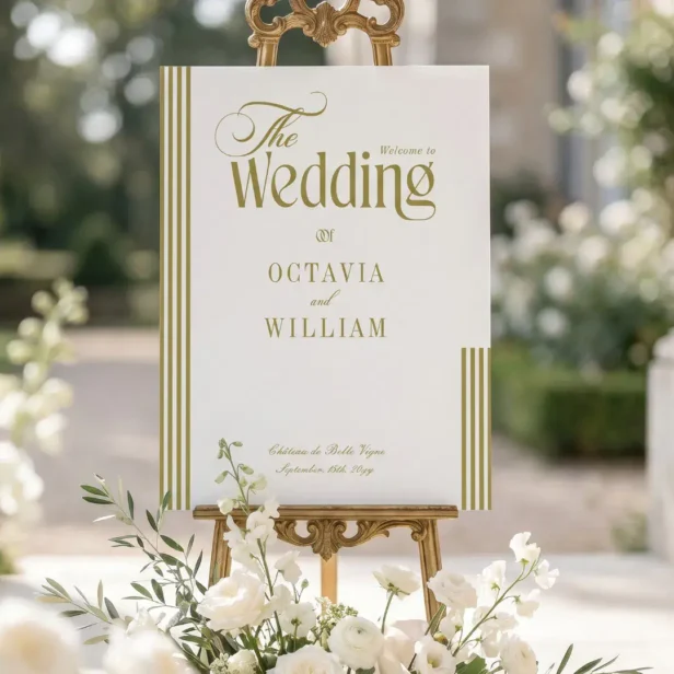 Elegant Minimal Chic Green Parisian Stripe Wedding Foam Board