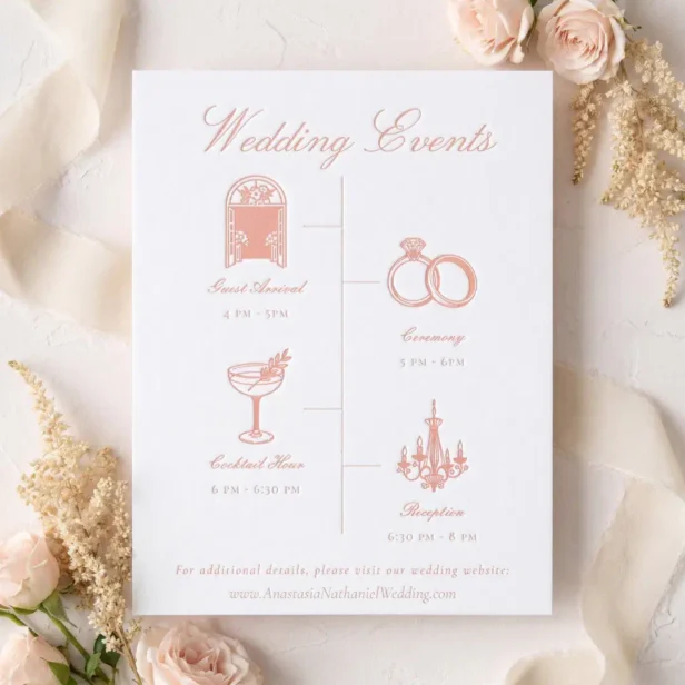 Elegant Minimal Script Wedding Day Event Details Letterpress Enclosure Card