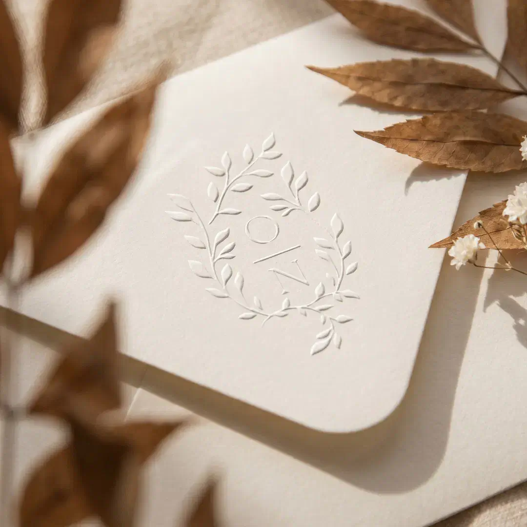 Luxury Leaf Branch Botanical Monogram Wedding Embosser