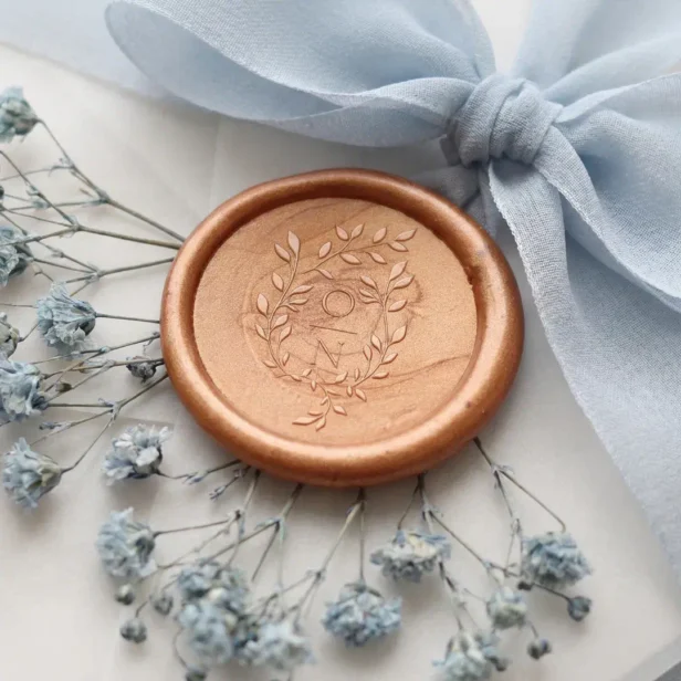 Luxury Leaf Branch Botanical Monogram Wedding Wax Seal Sticker