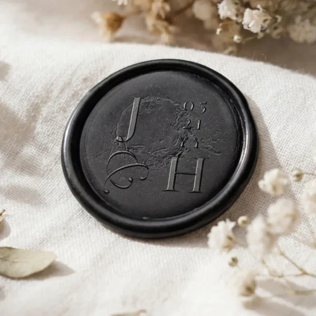 Minimal Luxury Wedding Monogram Couple Initials Wax Seal Sticker