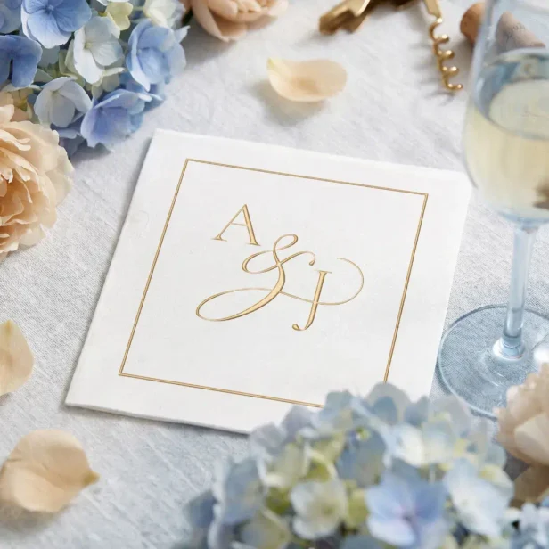Simple Modern Minimal Elegant Two Letter Monogram Foil Napkins