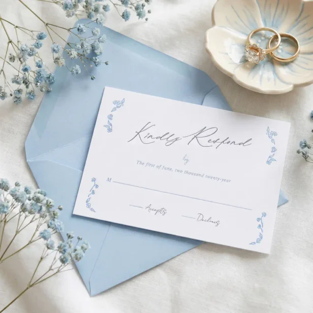 Vintage Chic Hand Drawn Elegant Floral Wedding Letterpress RSVP Cards