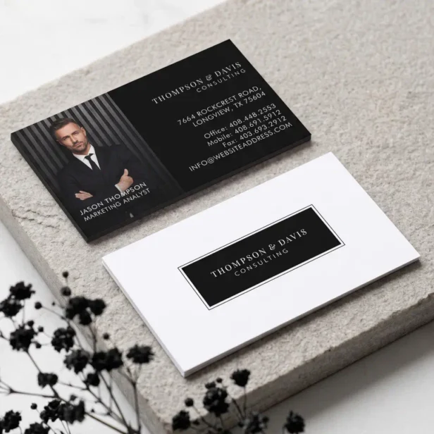 Black Luxury Modern Simple Professional Photo Business Card