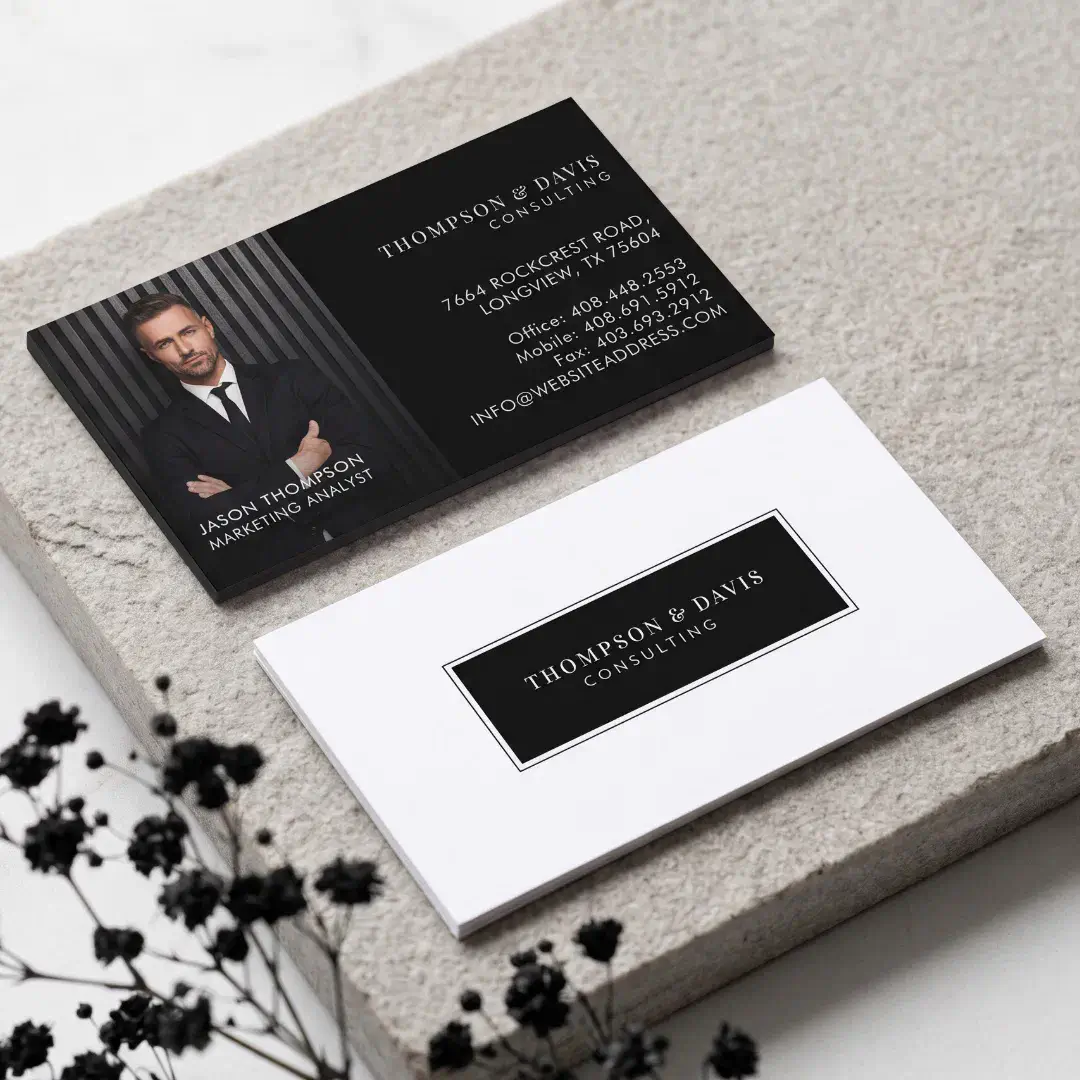 Black Luxury Modern Simple Professional Photo Business Card