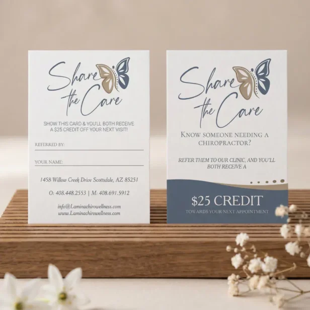 Butterfly Chiropractor Share the Care Referral Business Card