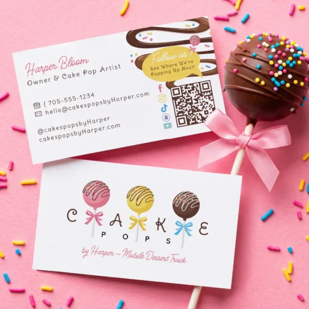 Cake Pops Sweet Mobile Dessert Truck Bakery Business Card