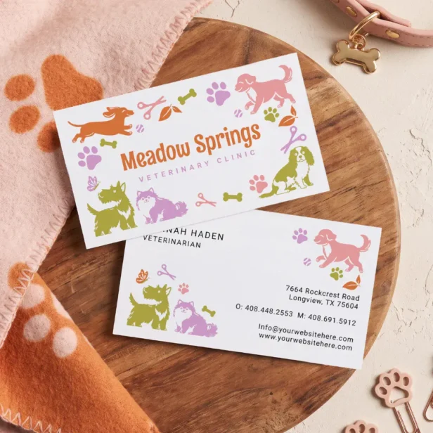 Cute Fun Dog Grooming Veterinary Animal Pet Care Business Card