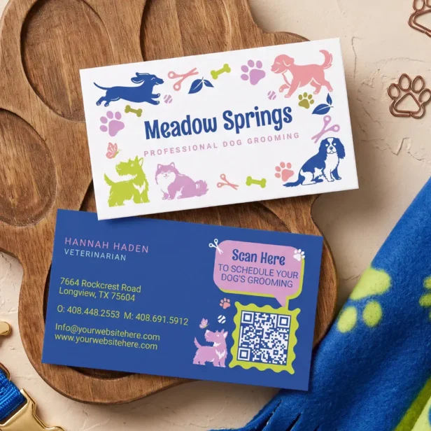 Cute Fun Dog Grooming Veterinary Animal Pet Care Business Card