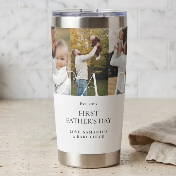 Dad Photo Collage First Father's Day Keepsake Gift Insulated Tumbler