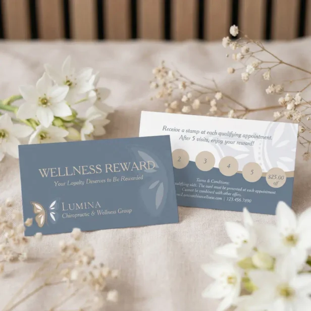 Elegant Chiropractic Wellness Butterfly Spine Loyalty Card