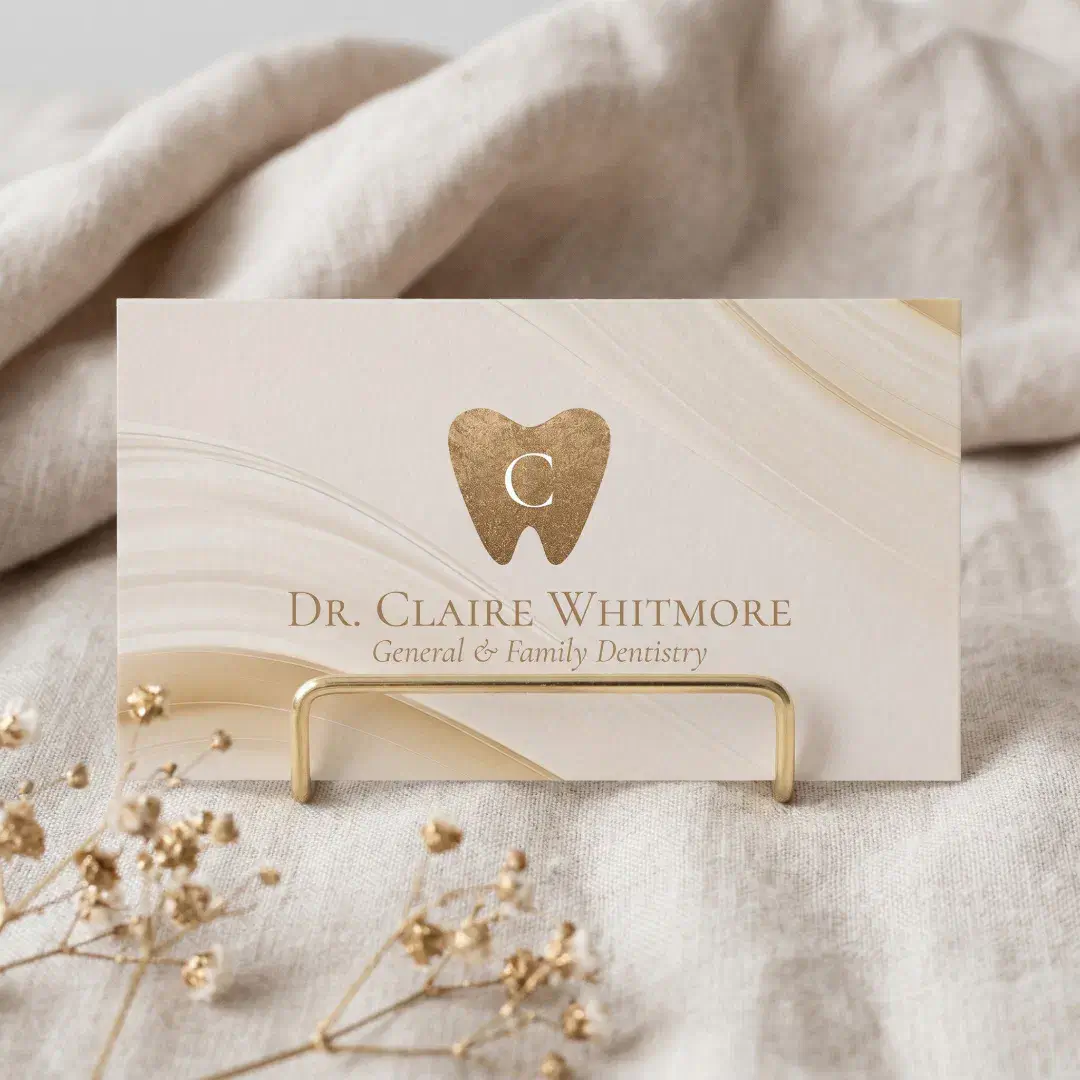 Elegant Gold Dental Tooth Dentist Practice QR Code Business Card