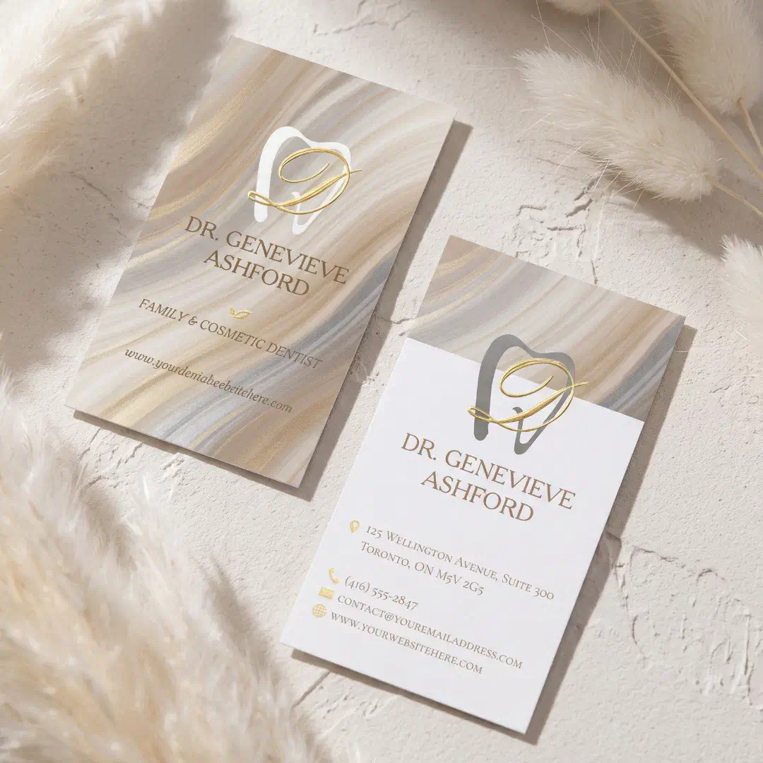 Elegant Monogram Tooth Dental Dentistry Practice Foil Business Cards