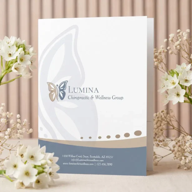 Elegant Professional Butterfly Spine Chiropractic Pocket Folder
