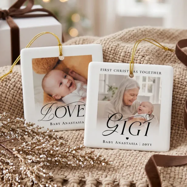 Gigi First Christmas Grandchild Photo Keepsake Ceramic Ornament
