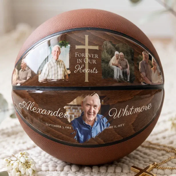 In Loving Memory Photo Keepsake Cross Memorial Basketball