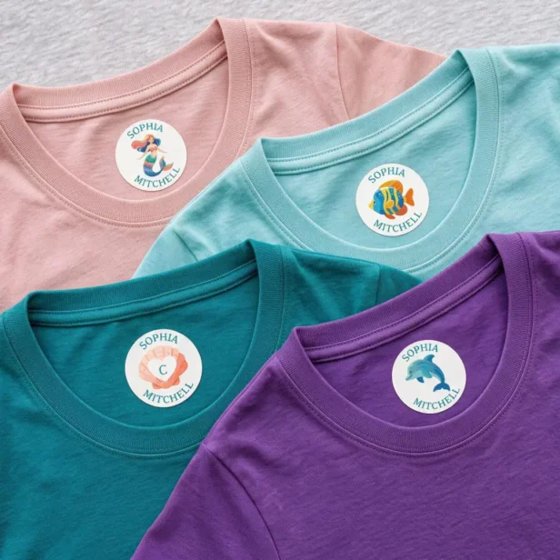 Kids Name Personalized Mermaid School Iron On Labels