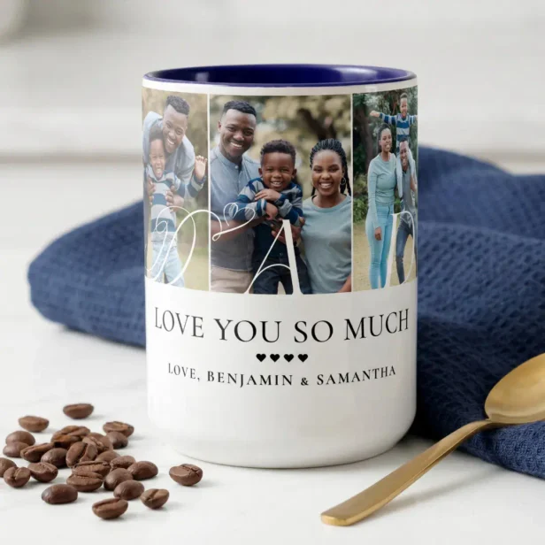 Love You Dad Personalized 5 Photo Collage Gift Two-Tone Coffee Mug