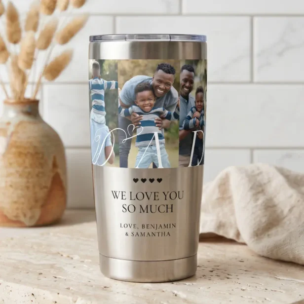 Love You Dad Personalized 6 Photo Collage Gift Insulated Tumbler