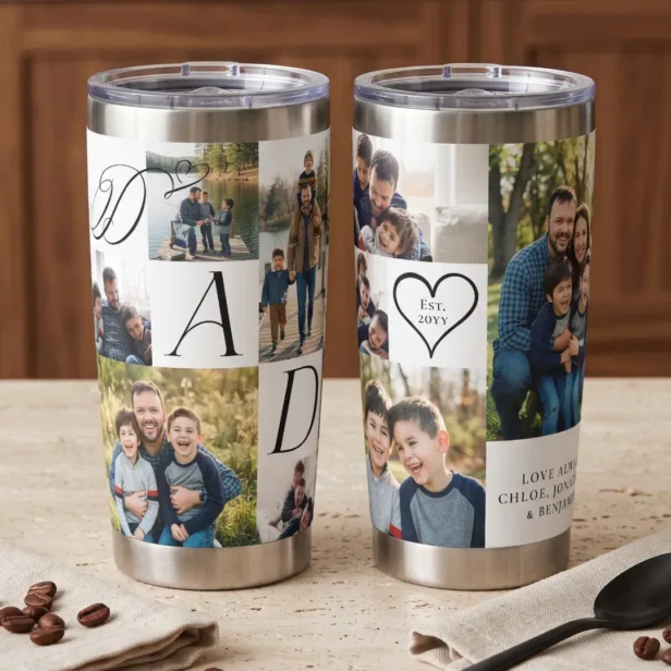 Love You Dad Personalized Photo Collage Gift Insulated Tumbler