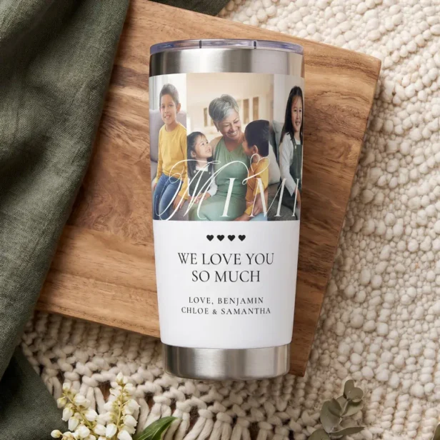 Love You Mimi Personalized 6 Photo Collage Gift Insulated Tumbler