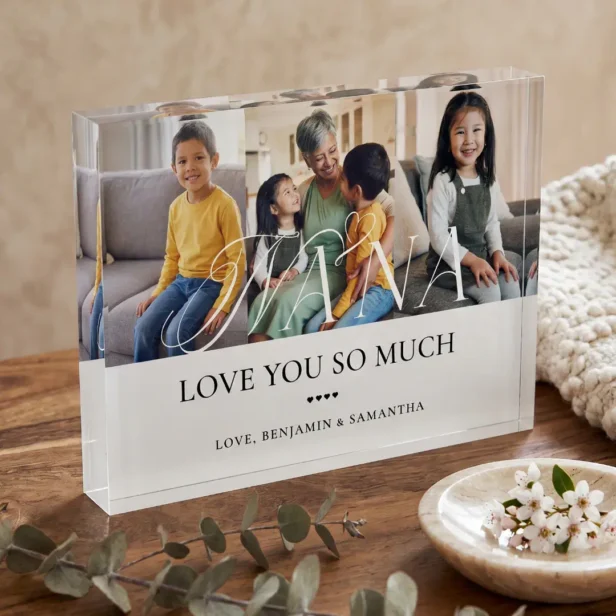 Love You Nana Grandkids Collage Personalized Gift Photo Block