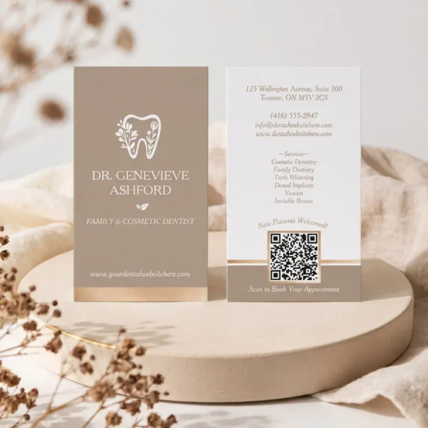 Luxury Elegant Floral Tooth Dental Practice Brand Business Card