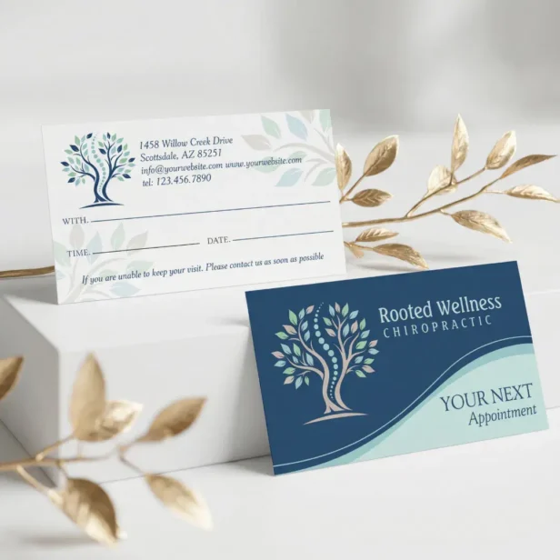 Luxury Holistic Blooming Tree Chiropractor Logo Appointment Card