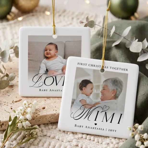 Mimi First Christmas Grandchild Photo Keepsake Ceramic Ornament