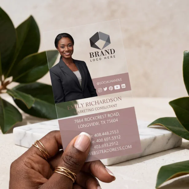 Modern Luxury Professional Real Estate Agent Photo Clear Business Cards