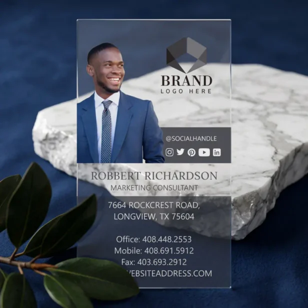Modern Luxury Professional Real Estate Agent Photo Clear Business Cards