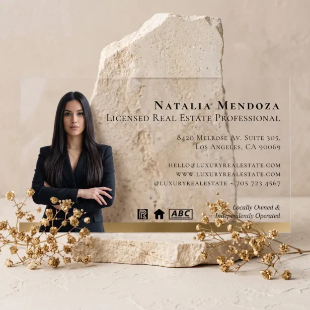 Professional Luxury Black Real Estate Agent Photo Clear Business Cards