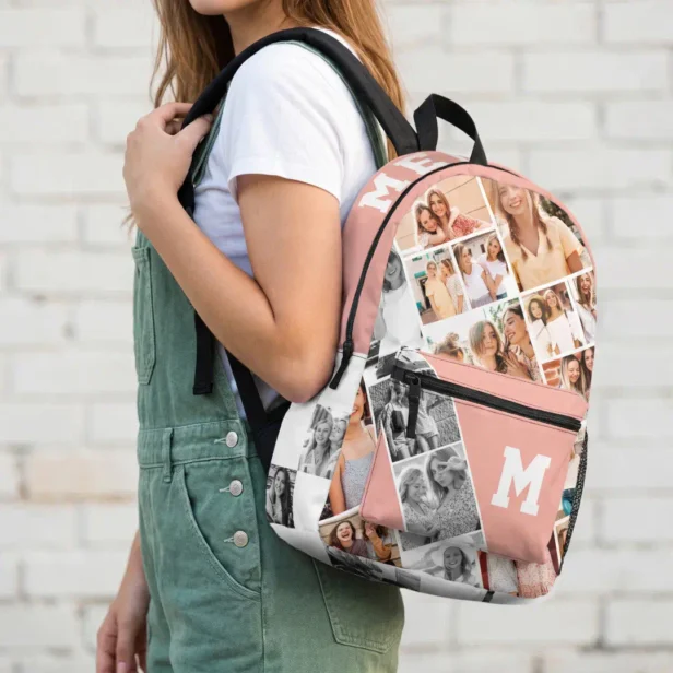Custom Name Monogram Best Friends Photo Collage Printed Backpack