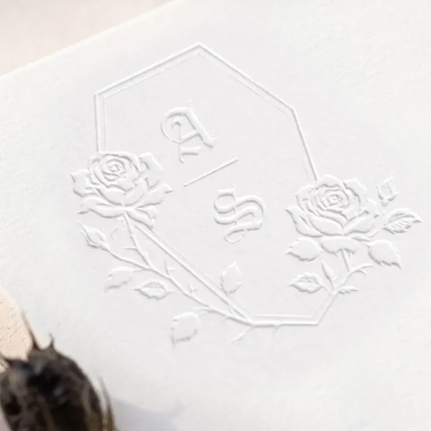 Elegant Gothic Dark Romantic Rose Coffin Monogram Embosser