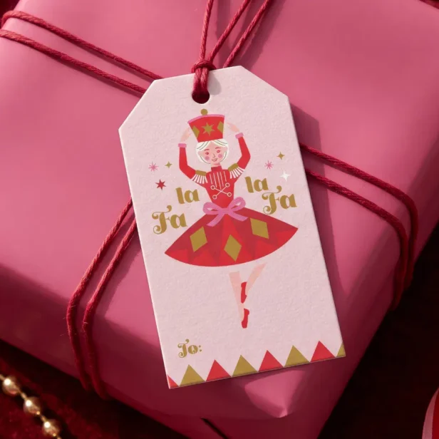 Fa La La Nutcracker Ballet Pink Girly Christmas To Gift Tags